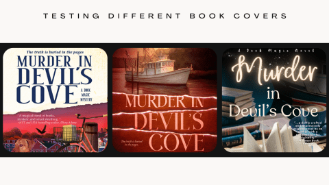 Three iterations of Murder in Devil's Cove, book cover