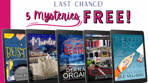 Five mystery novels by five authors; Melissa Bourbon, Julie Mulhern, Jenna Bennett, Diana Orgain, and Diane Kelly